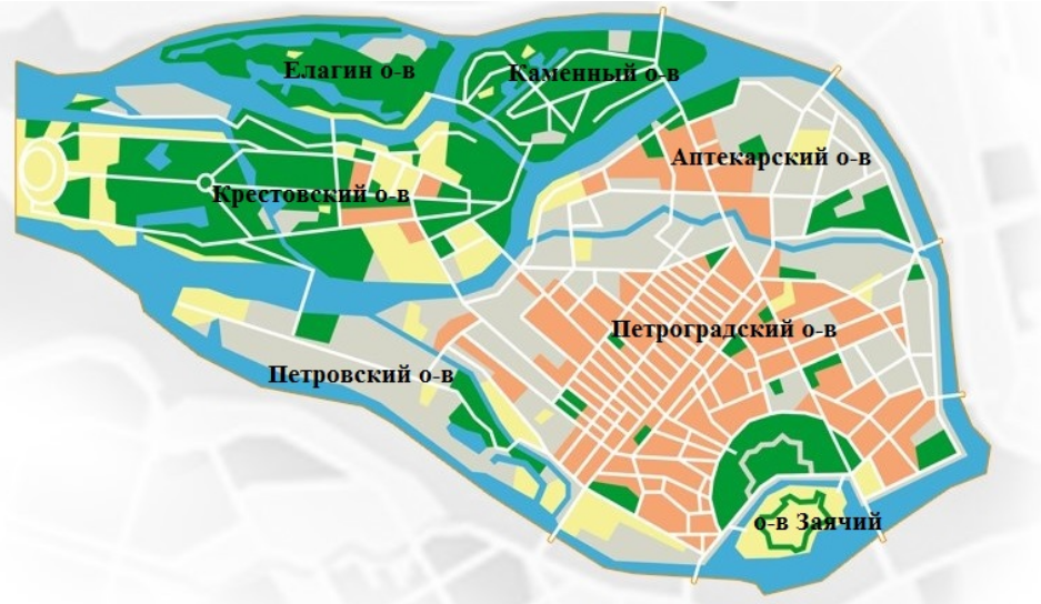 Карта островов Петроградского района